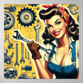 Retro-Mechaniker-Pin-up Poster (Vorne)