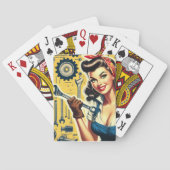 Retro-Mechaniker-Pin-up Spielkarten (Rückseite)