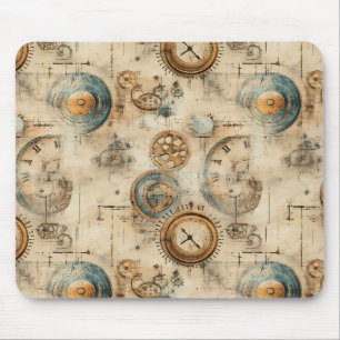 Retro mechanischer Blaupausen-Entwurf Sepia-Braun Mousepad