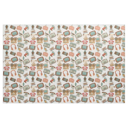 Retro Media Patterngewebe Stoff (Fat Quarter (45,7 x 55,9 cm))