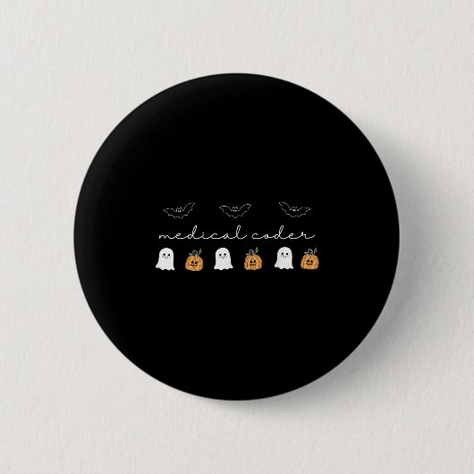 Retro Medical Coder Pumpkin Ghost Worker Halloween Button (Vorderseite)