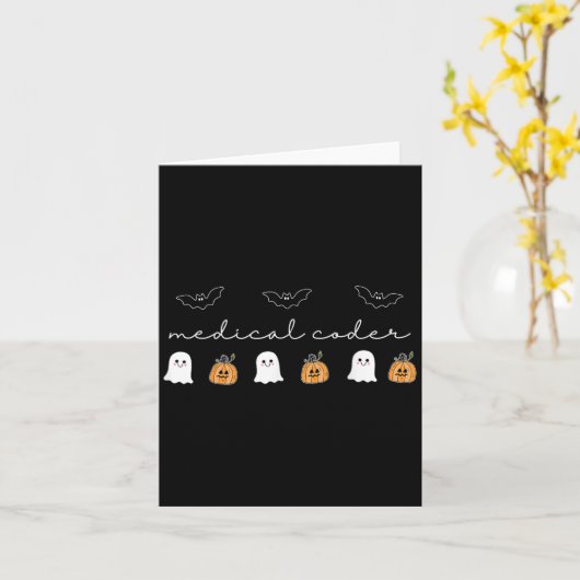 Retro Medical Coder Pumpkin Ghost Worker Halloween Karte (Gelbe Blume)