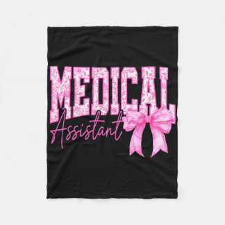 Retro Medical Istant Floral Pink Coquette Bow Moth Fleecedecke
