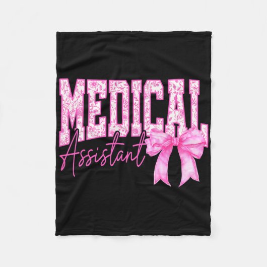 Retro Medical Istant Floral Pink Coquette Bow Moth Fleecedecke (Vorderseite)