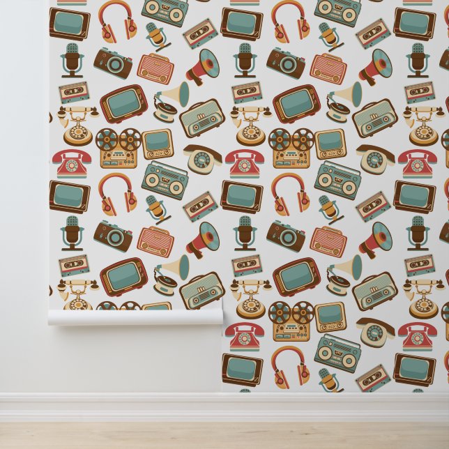 Retro-Medienmuster Tapete (Anwendung)