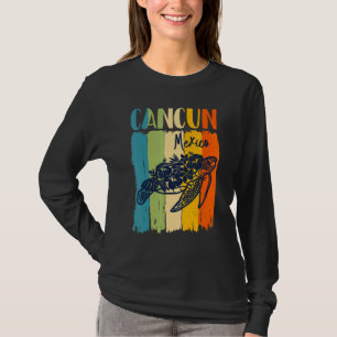 Retro Meeresschildkröte Cancun Mexiko Thema Freund T-Shirt