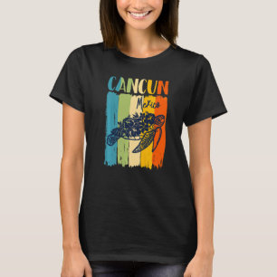 Retro Meeresschildkröte Cancun Mexiko Thema Freund T-Shirt