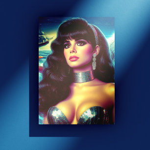 Retro-Meerjungfrau Pin-up Postkarte