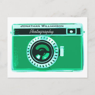 Retro Meerwassergrün Kamera Fotografie Geschäft Postkarte