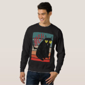 Retro Meh Grumpy Black Cat Sarcastic Kitten Cat M Sweatshirt (Vorne ganz)