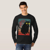 Retro Meh Grumpy Black Cat Sarcastic Kitten  Cat M T-Shirt (Vorne ganz)