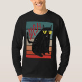 Retro Meh Grumpy Black Cat Sarcastic Kitten  Cat M T-Shirt (Vorderseite)