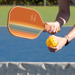 Retro Mehrfarbige Pastellstreifen personalisieren Pickleball Schläger