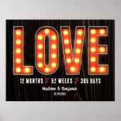 Retro Meilenstein 1. Jubiläum Personalisierte Lieb Poster (Vorne)