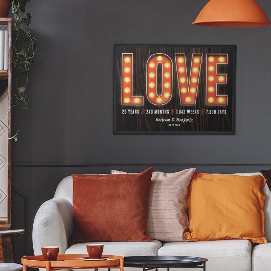 Retro Meilenstein 20 Jahre Personalisierte Liebe Poster