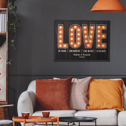 Retro Meilenstein 25 Jahre Personalisierte Liebe Poster