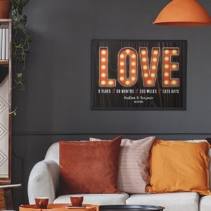 Retro Meilenstein 5 Jahre Personalisierte Liebe Poster