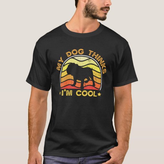 Retro Mein Hund denkt, ich bin Cooler englischer B T-Shirt (Vorderseite)