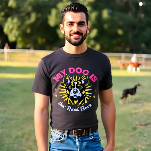 Retro 'Mein Hund ist der echte Boss' T-Shirt