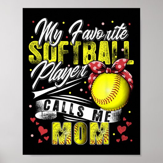 Retro Mein Lieblings-Softball-Player nennt mich Ma Poster (Vorne)