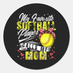 Retro Mein Lieblings-Softball-Player nennt mich Ma Runder Aufkleber