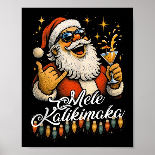 Retro Mele Kalikimaka Hawaiian Christmas Tail, Par Poster (Vorne)