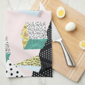 Retro Memphis: 80er-90s Hipster Pattern. Geschirrtuch (Viertel Falte)