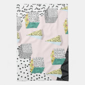 Retro Memphis: 80er-90s Hipster Pattern. Geschirrtuch (Vertikal)