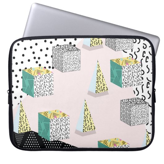 Retro Memphis: 80er-90s Hipster Pattern. Laptopschutzhülle (Vorderseite)