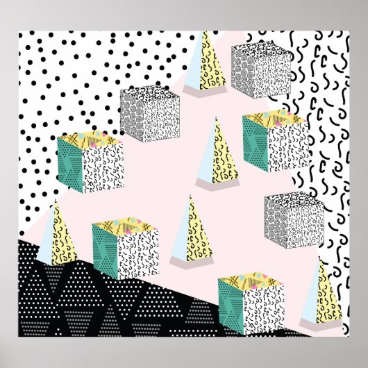 Retro Memphis: 80er-90s Hipster Pattern. Poster (Vorne)