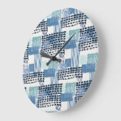 Retro Memphis Doodle Nahtloses Muster Große Wanduhr (Winkel)