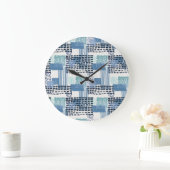 Retro Memphis Doodle Nahtloses Muster Große Wanduhr (Zuhause)
