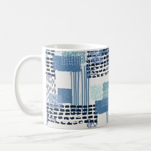 Retro Memphis Doodle Nahtloses Muster Kaffeetasse (Links)