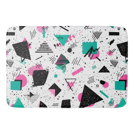 Retro Memphis Geometric Pattern Badematte (Vorderseite)