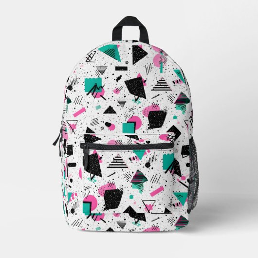 Retro Memphis Geometric Pattern Bedruckter Rucksack (Vorderseite)