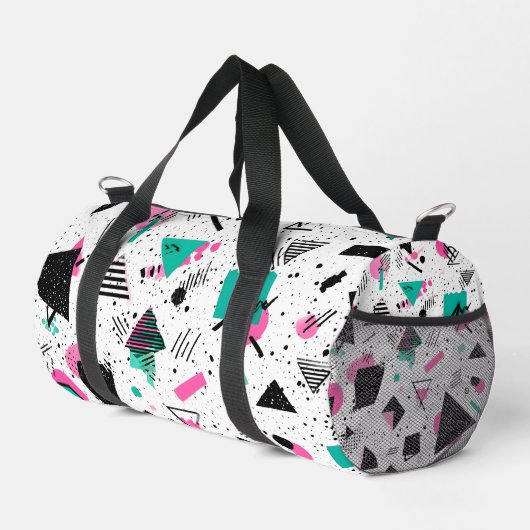 Retro Memphis Geometric Pattern Duffle Bag (Rechte Ecke)