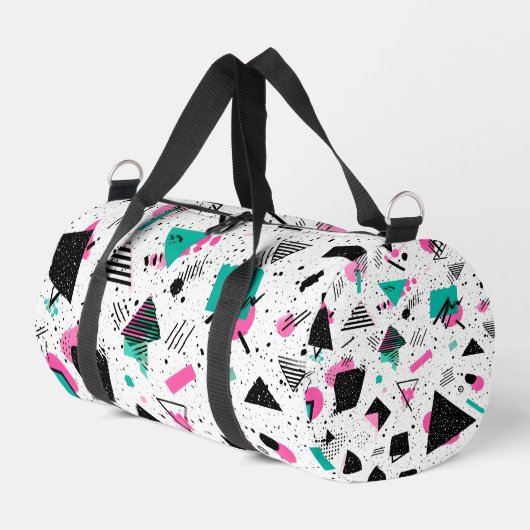 Retro Memphis Geometric Pattern Duffle Bag (Linke Seite)