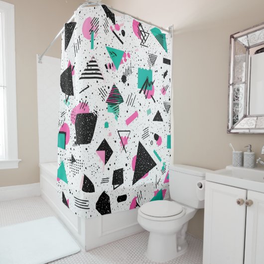 Retro Memphis Geometric Pattern Duschvorhang (Beispiel)