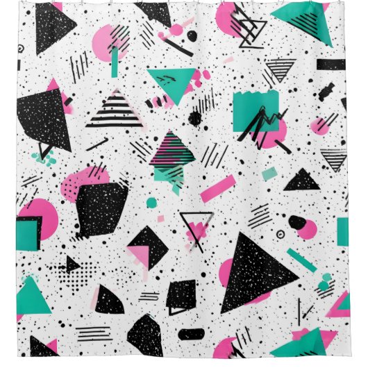 Retro Memphis Geometric Pattern Duschvorhang (Vorderseite)