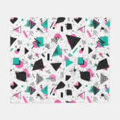 Retro Memphis Geometric Pattern Fleecedecke (Vorderseite (Horizontal))