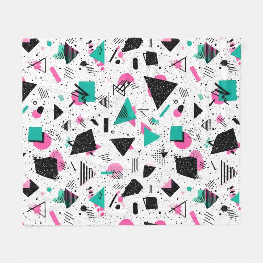 Retro Memphis Geometric Pattern Fleecedecke (Vorderseite (Horizontal))