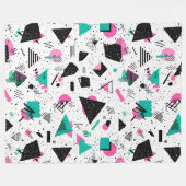 Retro Memphis Geometric Pattern Fleecedecke (Vorderseite (Horizontal))