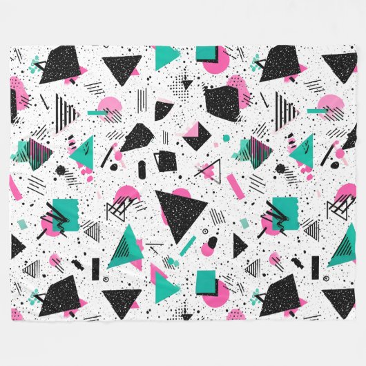 Retro Memphis Geometric Pattern Fleecedecke (Vorderseite (Horizontal))