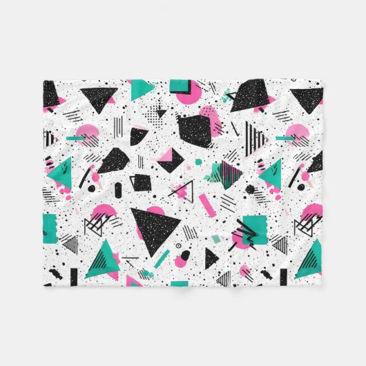 Retro Memphis Geometric Pattern Fleecedecke (Vorderseite (Horizontal))