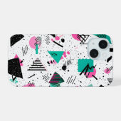 Retro Memphis Geometric Pattern iPhone 15 Hülle (Rückseite (Horizontal))