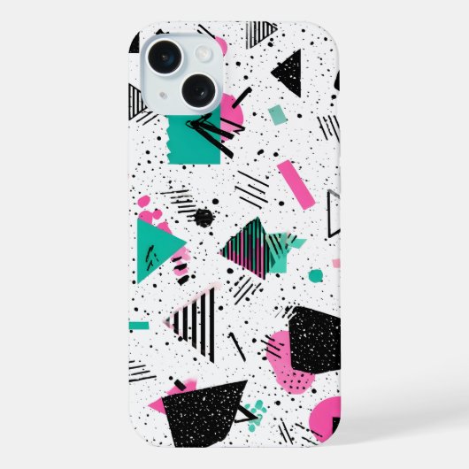 Retro Memphis Geometric Pattern iPhone Hülle (Rückseite)