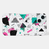 Retro Memphis Geometric Pattern iPhone Hülle (Rückseite (Horizontal))