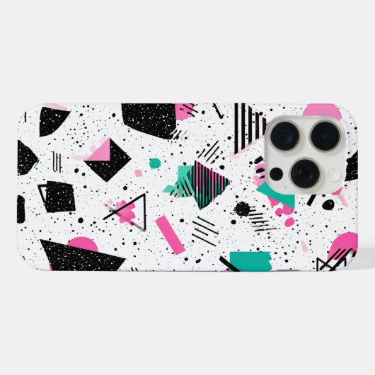 Retro Memphis Geometric Pattern iPhone Hülle (Rückseite (Horizontal))