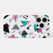 Retro Memphis Geometric Pattern iPhone Hülle (Rückseite (Horizontal))
