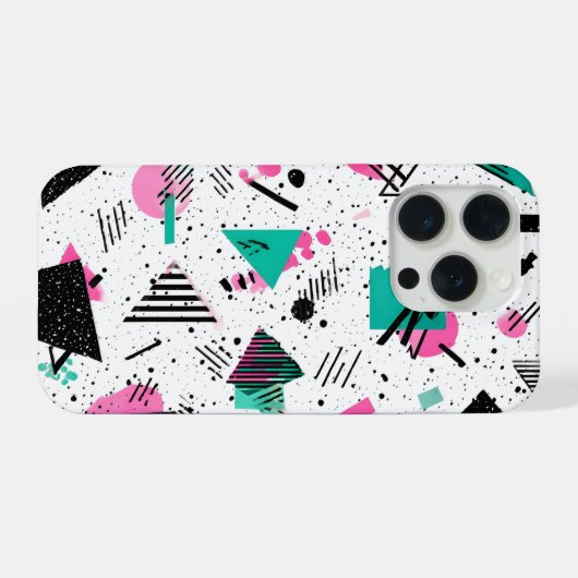 Retro Memphis Geometric Pattern iPhone Hülle (Rückseite (Horizontal))